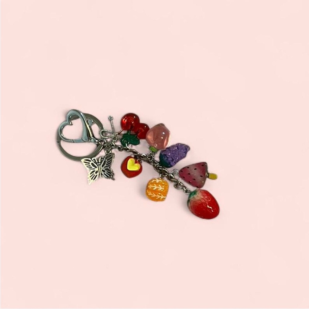 Fruit keychain purse charm 🍒🍇🍓🍎🍉🍑